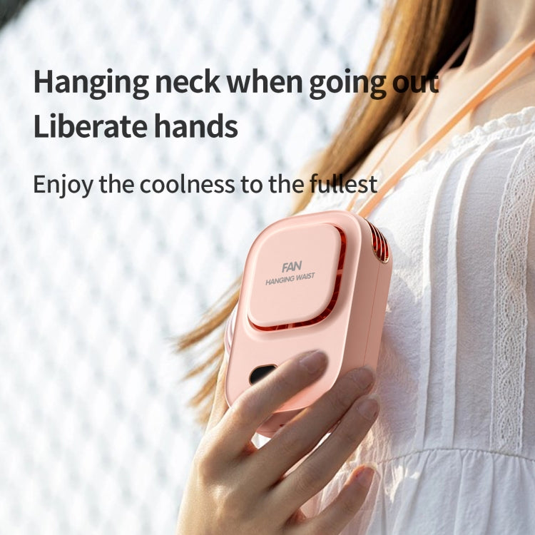 HX-150A Outdoor Digital Display Silent USB Charging Bladeless Waist Hanging Neck Fan(Pink)