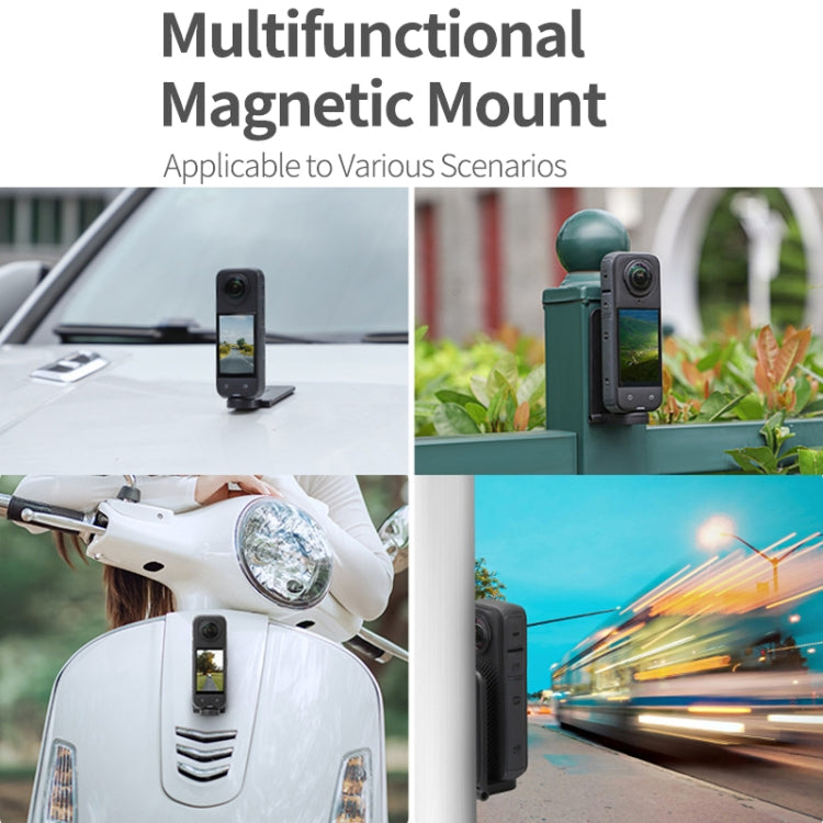 For Insta360 X4 / X3 Sunnylife X4-ZJ827 Magnetic Stand Base Handheld Handle Desktop Support Accessories(Black)