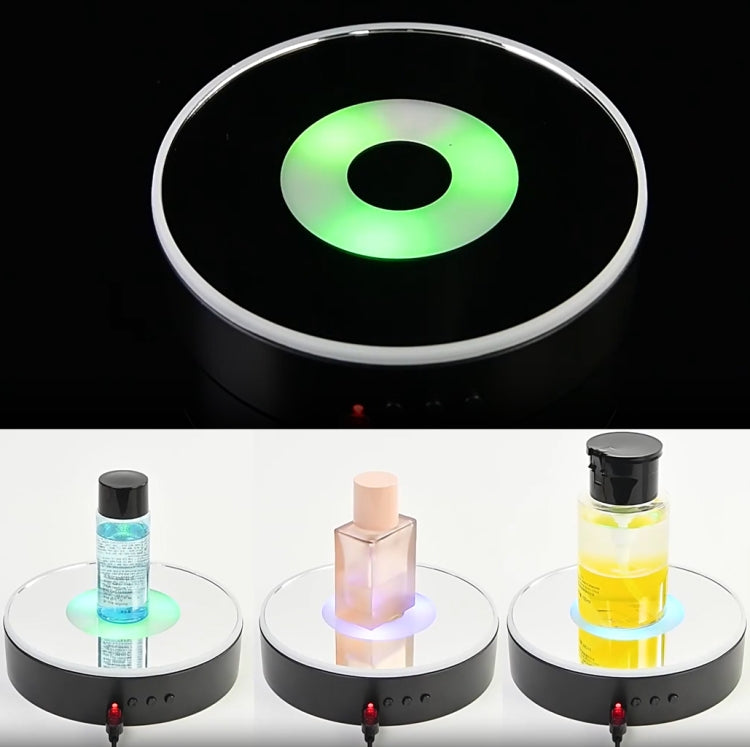 15cm Spinning Display Stand with Gradient Color Lights for Glass Art(Black)