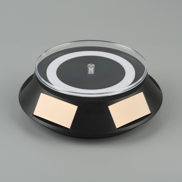 14cm  Solar Energy Spinning Display Stand with LED Light for Jewelry Crystal Product Display, Style: Black Transparent