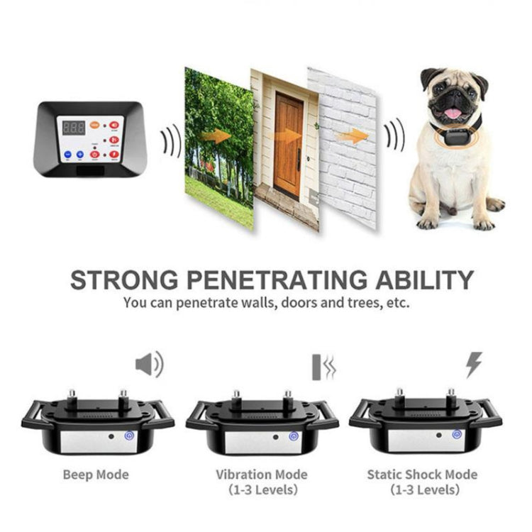 1 Drag 1 Pet Electronic Fence Wireless Dog Trainer Smart Electric Shock Dog Collar(Black)