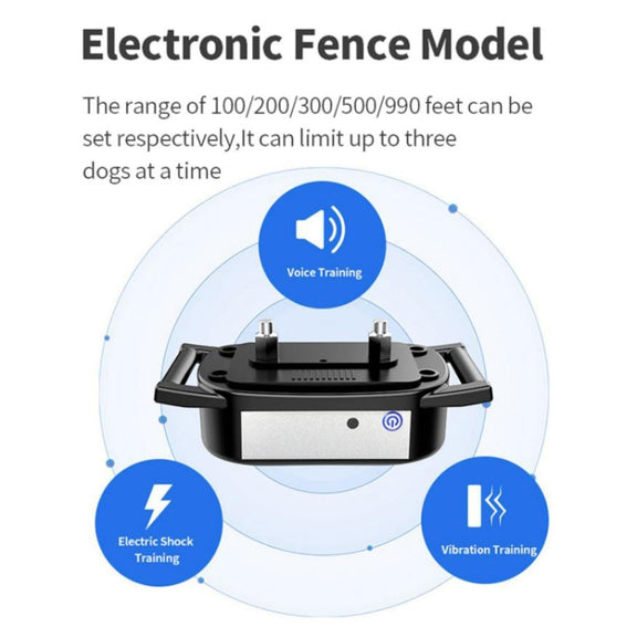 1 Drag 3 Pet Electronic Fence Wireless Dog Trainer Smart Electric Shock Dog Collar(Black)