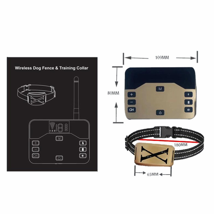1 Drag 2 Pet Electronic Fence Wireless Stop Barker Outdoor Dog Collar Remote Control Dog Trainer(Gold)