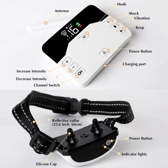 1 Drag 3 Pet Electronic Fence Wireless Stop Barker Outdoor Dog Collar Remote Control Dog Trainer(Gold)