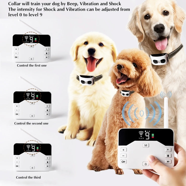 1 Drag 1 Pet Electronic Fence Wireless Stop Barker Outdoor Dog Collar Remote Control Dog Trainer(Gold)