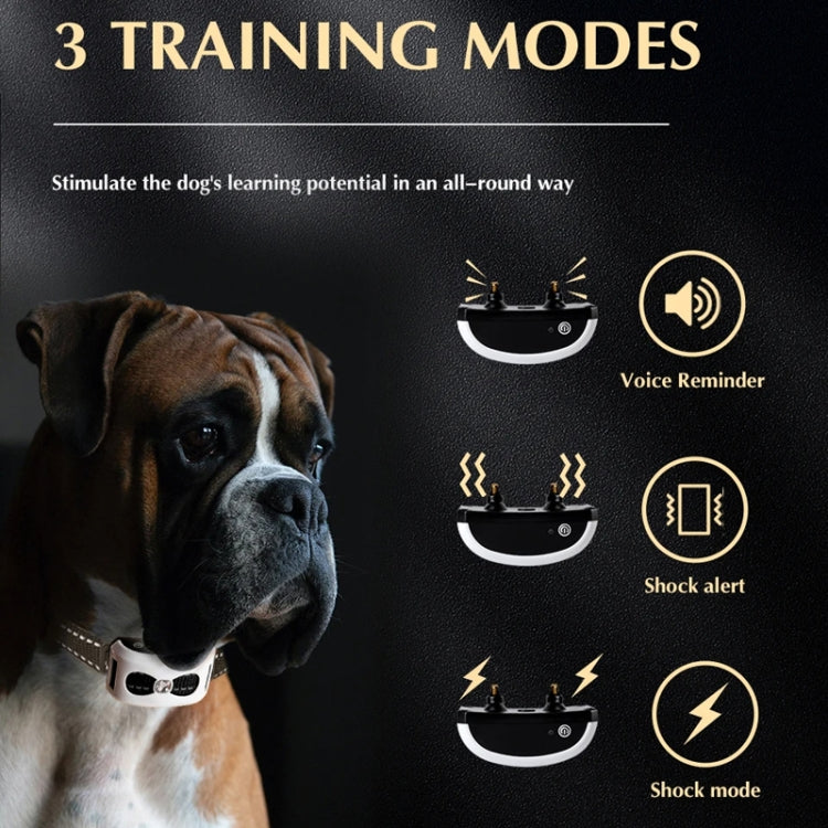 1 Drag 2 Pet Electronic Fence Wireless Stop Barker Outdoor Dog Collar Remote Control Dog Trainer(Gold)