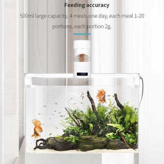 USB Direct Plug / Battery Dual-Use Automatic Fish Feeder Timing Dosing Feeder(White)