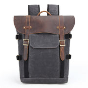 Vintage Camera Bag Water-resistant  Canvas Backpack with Laptop Compartment Tripod Holder(Dark Gray)