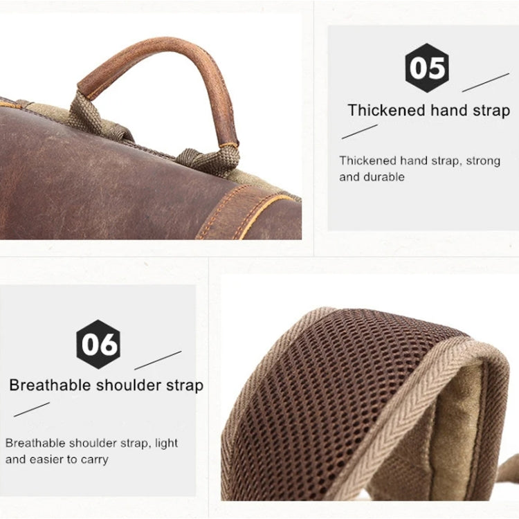 Vintage Camera Bag Water-resistant  Canvas Backpack with Laptop Compartment Tripod Holder(Khaki)