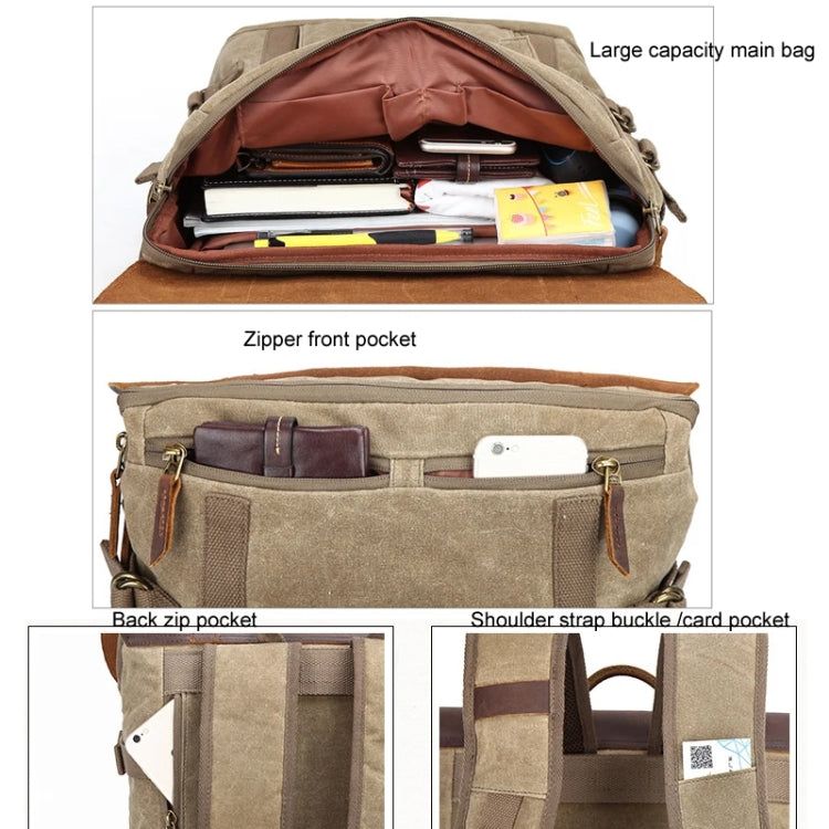 Vintage Camera Bag Water-resistant  Canvas Backpack with Laptop Compartment Tripod Holder(Khaki)