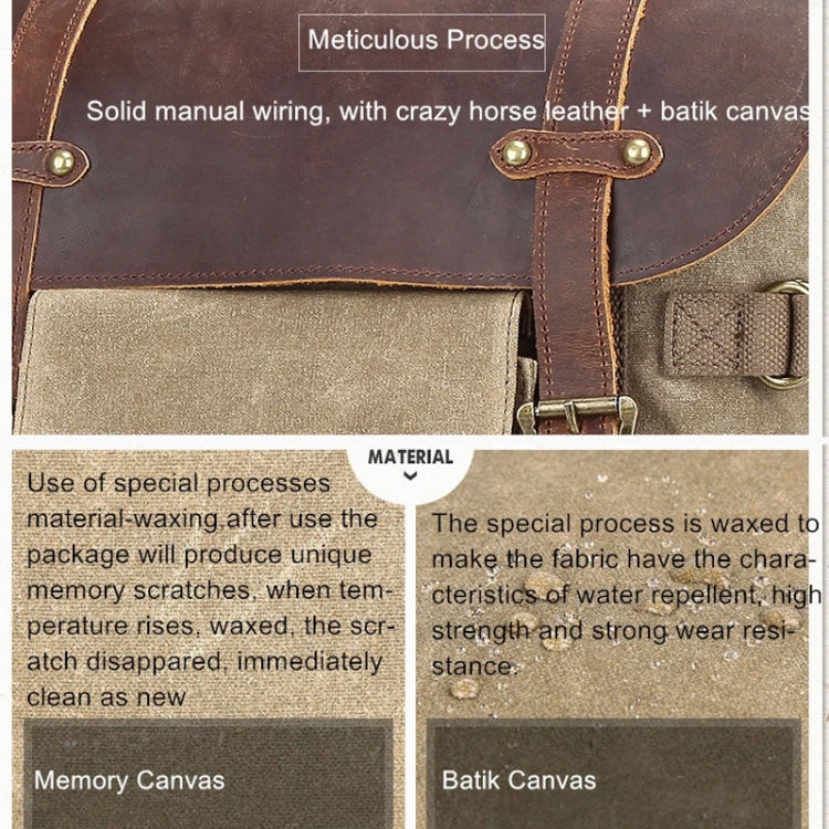 Vintage Camera Bag Water-resistant  Canvas Backpack with Laptop Compartment Tripod Holder(Khaki)