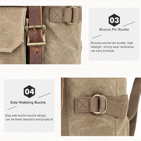 Vintage Camera Bag Water-resistant  Canvas Backpack with Laptop Compartment Tripod Holder(Khaki)