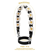 For 16-40oz Stanley Mug Lanyard Silicone Loop Boho Daisy Cute Flower Hand-Woven Mug Cover(Black)