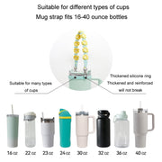 For 16-40oz Stanley Mug Lanyard Silicone Loop Boho Daisy Cute Flower Hand-Woven Mug Cover(Black)