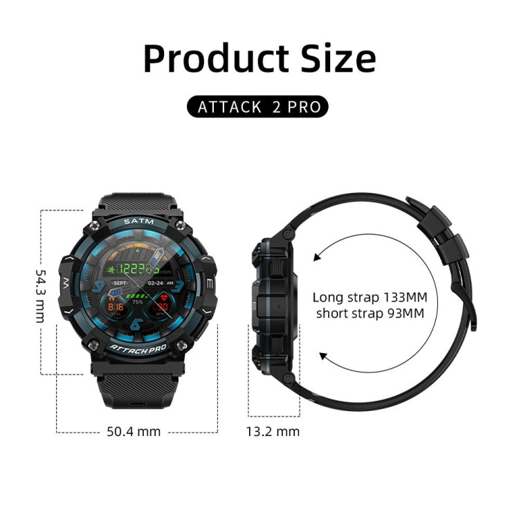 LOKMAT ATTACK 2 PRO 1.39-Inch 5ATM Water-resistant Wellness Tracking Bluetooth Smart Watch(Silver)