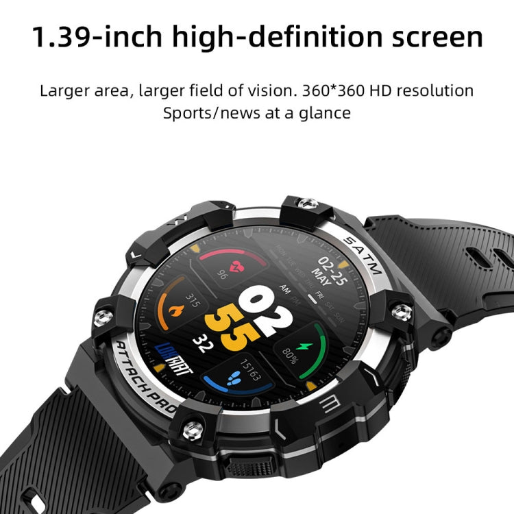 LOKMAT ATTACK 2 PRO 1.39-Inch 5ATM Water-resistant Wellness Tracking Bluetooth Smart Watch(Silver)