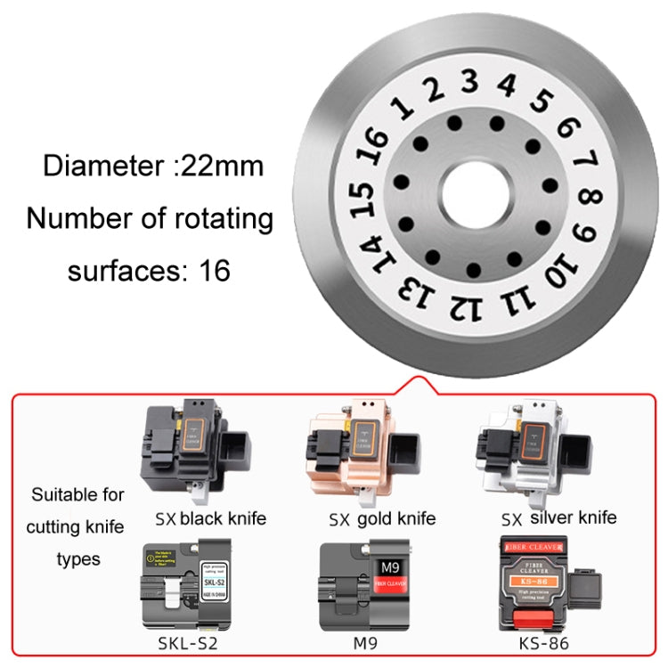 22mm 16 Rotating Surface With Hole Fiber Optic Cutting Knife Replacement Tungsten Steel Blade