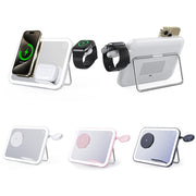 15W 3-in-1 MagSafe Magnetic Folding LED Makeup Mirror Night Light Wireless Charger(White)