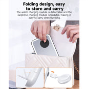 15W 3-in-1 MagSafe Magnetic Folding LED Makeup Mirror Night Light Wireless Charger(Black)