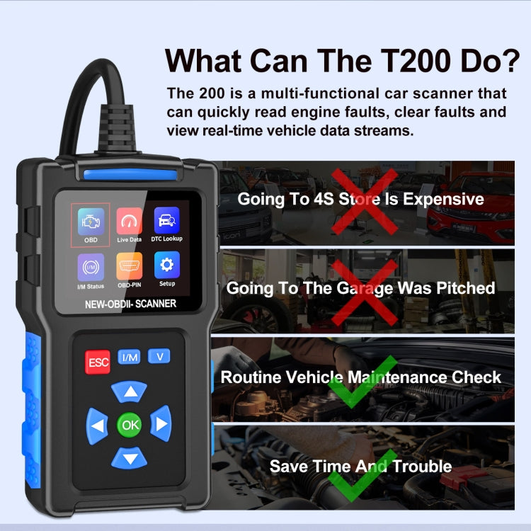 Automobile Fault Diagnostic Instrument OBD2 Engine Tester ELM327(T200)