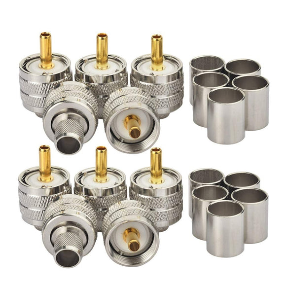 10pcs /Pack UHF Male Crimp Adapter RF Copper Shaft Connector