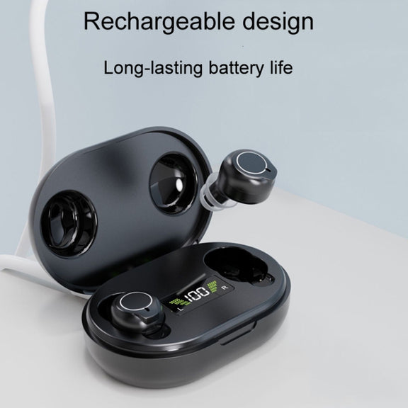 1pair Rechargeable Semi-In-Ear Hearing Aid Elderly Sound Amplifier(Black)