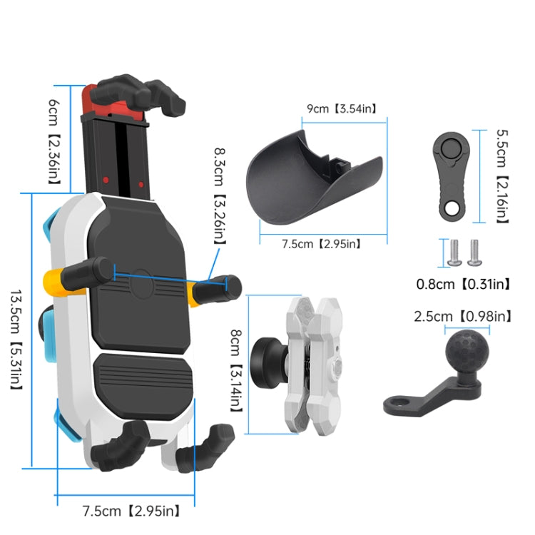 Colorful Motorcycle Shock-absorbing Navigation Mobile Phone Holder(Mirror Mount)