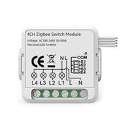 4CH Zigbee Smart Switch Module For Alexa / Google Home / Tuya Smart Life APP