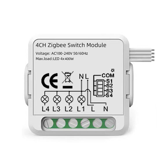 4CH Zigbee Smart Switch Module For Alexa / Google Home / Tuya Smart Life APP