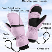 Winter Padded Ski Gloves Outdoor Windproof Warm Sports Gloves, Size: M(Black)
