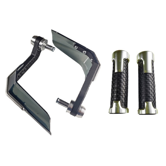 4 In 1 Motorcycle Modification Accessories Horn Windshield Windproof Protective Cover+Handlebar Plastic Throttle Grip Accessories(Silver)