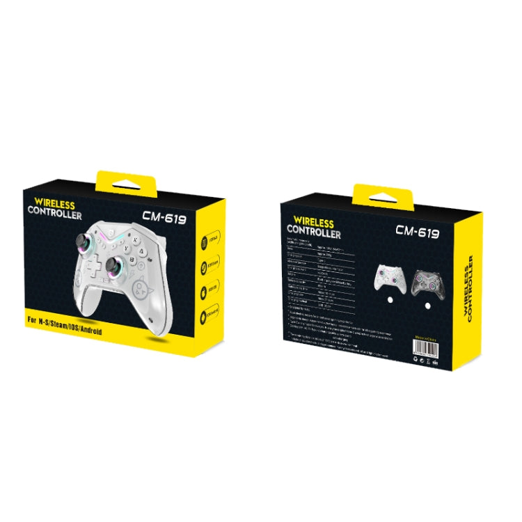 CM-619  Bluetooth Game Controller Programmable with RGB Lights for Switch / Steam Deck / PC / IOS / Android(White)