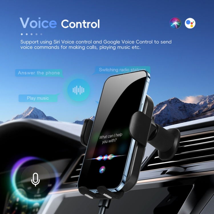 Fast Charging Retractable Recharging Cell Phone Holder With Wireless CarPlay Android Auto Function(Standard)