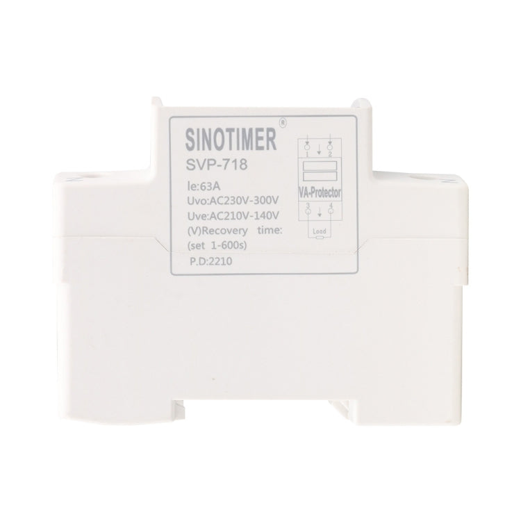 SINOTIMER SVP-718 63A Adjustable Self-resetting Intelligent Over-voltage and Under-voltage Protector 220V AC