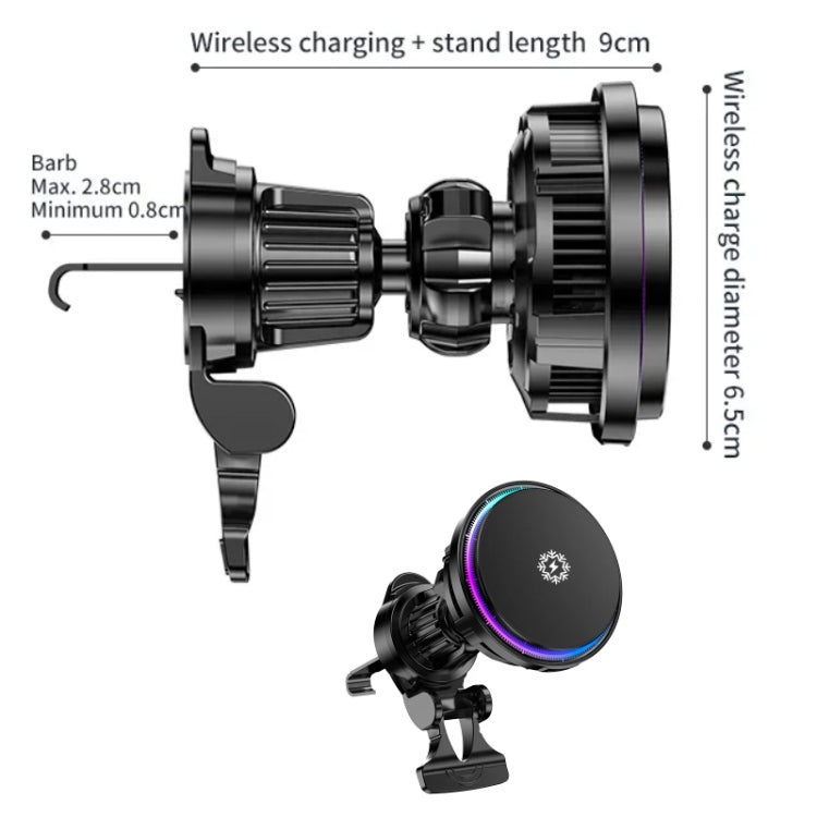 15W Car Wireless Charger Semiconductor Heat Dissipation Mobile Phone Holder RGB Light(Black)