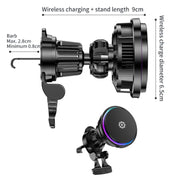 15W Car Wireless Charger Semiconductor Heat Dissipation Mobile Phone Holder RGB Light(Black)