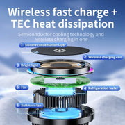 15W Car Wireless Charger Semiconductor Heat Dissipation Mobile Phone Holder RGB Light(Black)