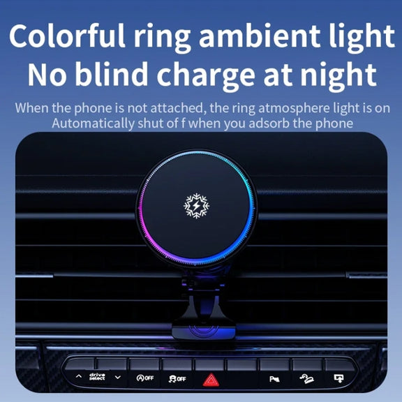 15W Car Wireless Charger Semiconductor Heat Dissipation Mobile Phone Holder RGB Light(Black)