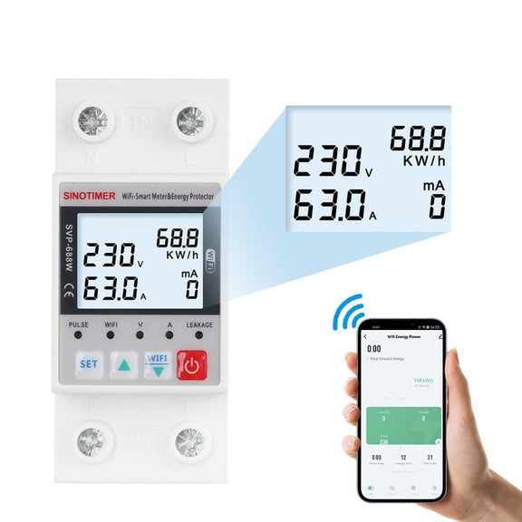 SINOTIMER SVP-688W-L  TUYA APP WiFi Smart Circuit Breaker Over Under Voltage Protector