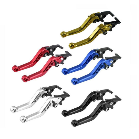1pair Motorcycle CNC Six Speed Dual Disc Brake Handlebar Cowl Adjustable Electric Bike Brake Lever(Silver)