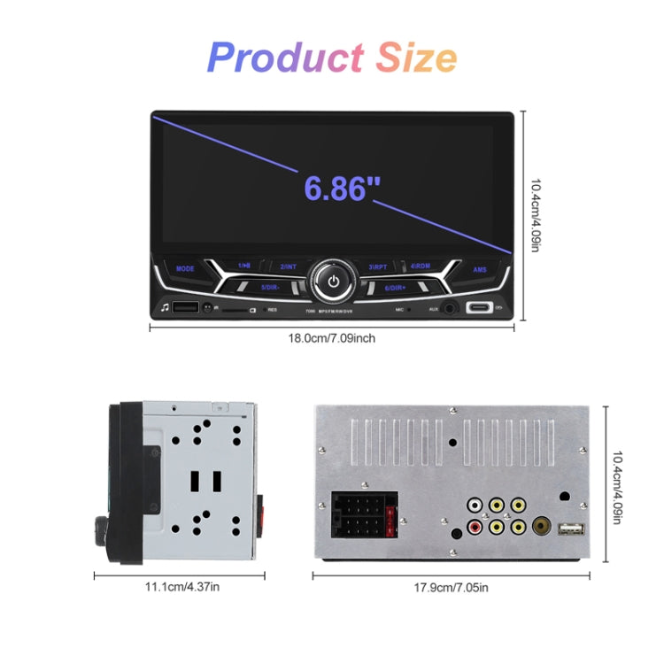 6.86inch Dual Butt Button Knob Player MP5 With Backup Camera Function / Bluetooth / CarPlay(Standard)