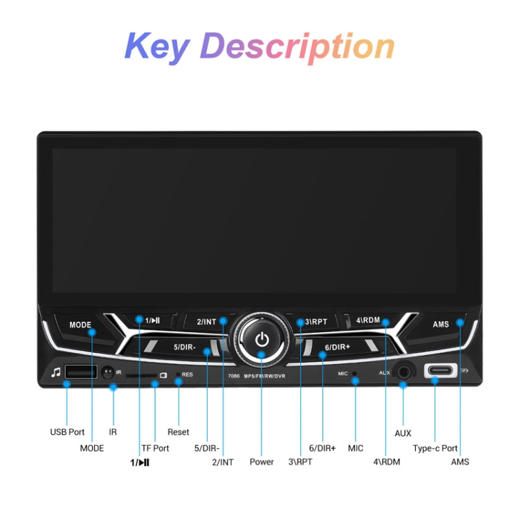 6.86inch Dual Butt Button Knob Player MP5 With Backup Camera Function / Bluetooth / CarPlay(Standard)