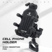 Outdoor Motorcycle Aluminum Alloy Shock-absorbing Mobile Phone Holder(Handlebar Model)
