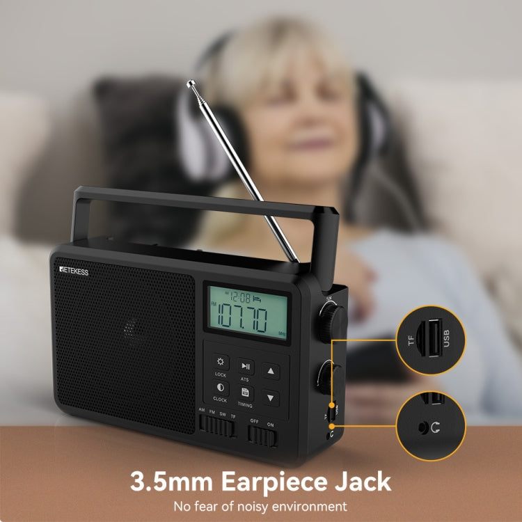 Retekess TR638 LCD Digital Display Full-Band Bluetooth FM Radio Support External Antenna(US Plug)