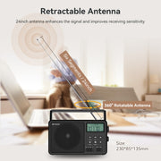 Retekess TR638 LCD Digital Display Full-Band Bluetooth FM Radio Support External Antenna(EU Plug)