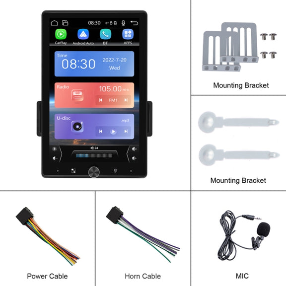 10.4 Inch MP5 Single Butt Vertical Screen Manual Rotation Android Navigation With Wireless Carplay Backup Camera(Standard)