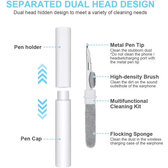 5pcs SM-116 3-in-1 Multifunctional Bluetooth Earphone Cleaning Pen Keyboard Cleaning Brush Set(White)