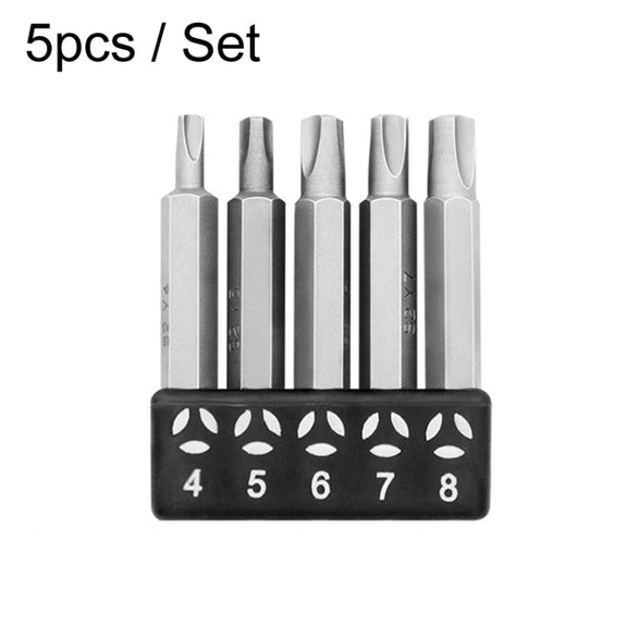 5pcs / Set Triangular Plum Blossom Chrome Vanadium Steel Bit Set Appliance Repair Electrical Drill Accessories With Magnetic