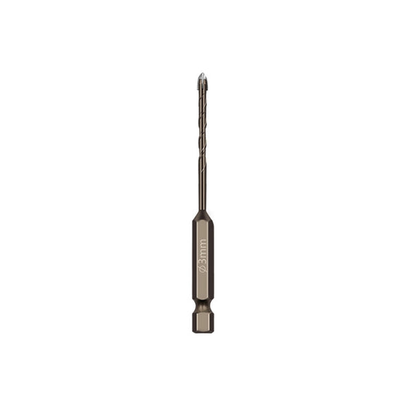 3mm Hexagonal Shank Spiral Flute Cross Alloy Drill Bits Glass Tile Four Edge Drivers