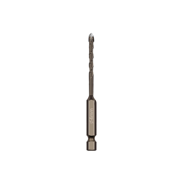 4mm Hexagonal Shank Spiral Flute Cross Alloy Drill Bits Glass Tile Four Edge Drivers